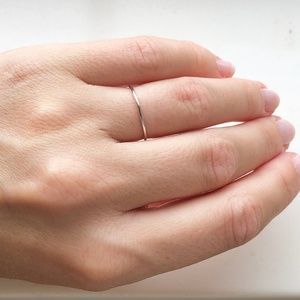 14 Karat White Gold Thin Stacking Ring (size 4.5)